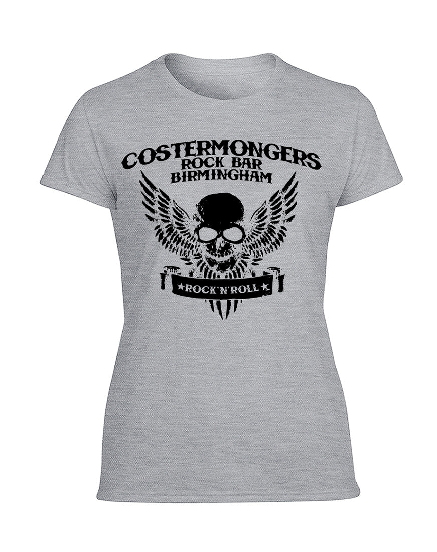 Costermongers rock bar skull/wings ladies fit T-shirt - various colours - Dirty Stop Outs