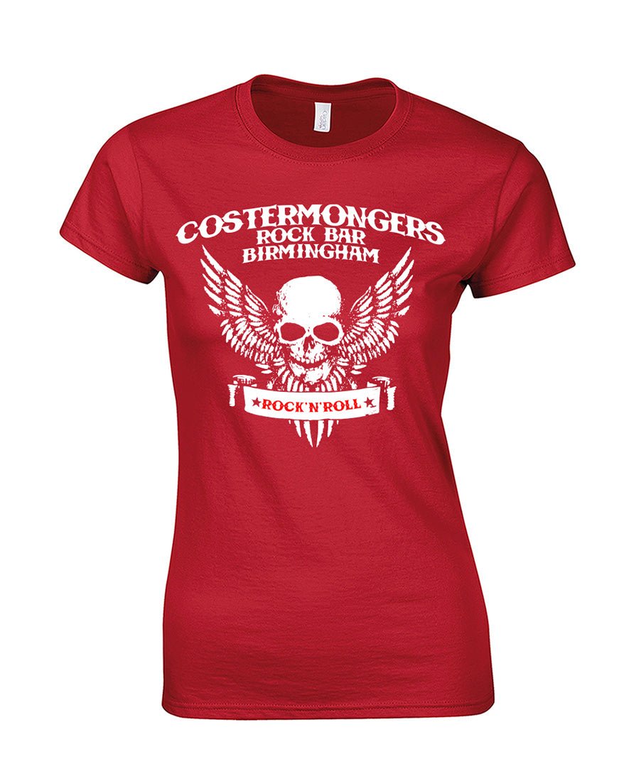 Costermongers rock bar skull/wings ladies fit T-shirt - various colours - Dirty Stop Outs