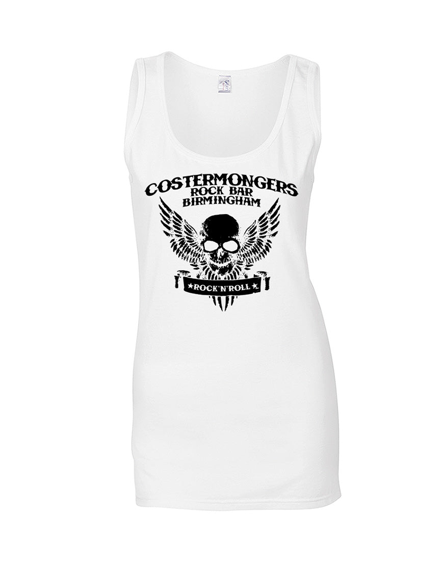 Costermongers rock bar skull/wings ladies fit vest - various colours - Dirty Stop Outs