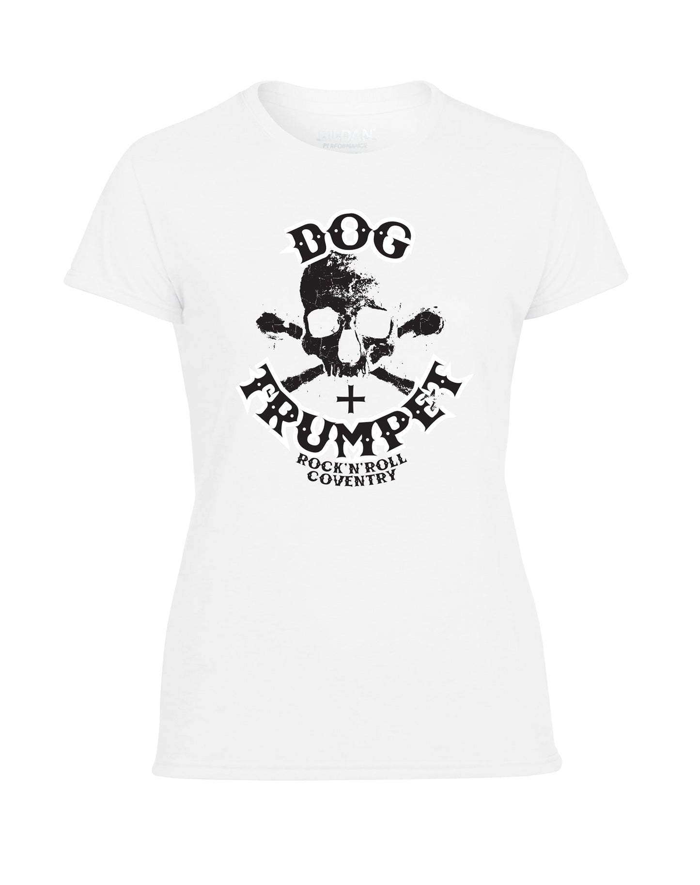 Dog & Trumpet (with skull) ladies fit t-shirt- various colours - Dirty Stop Outs