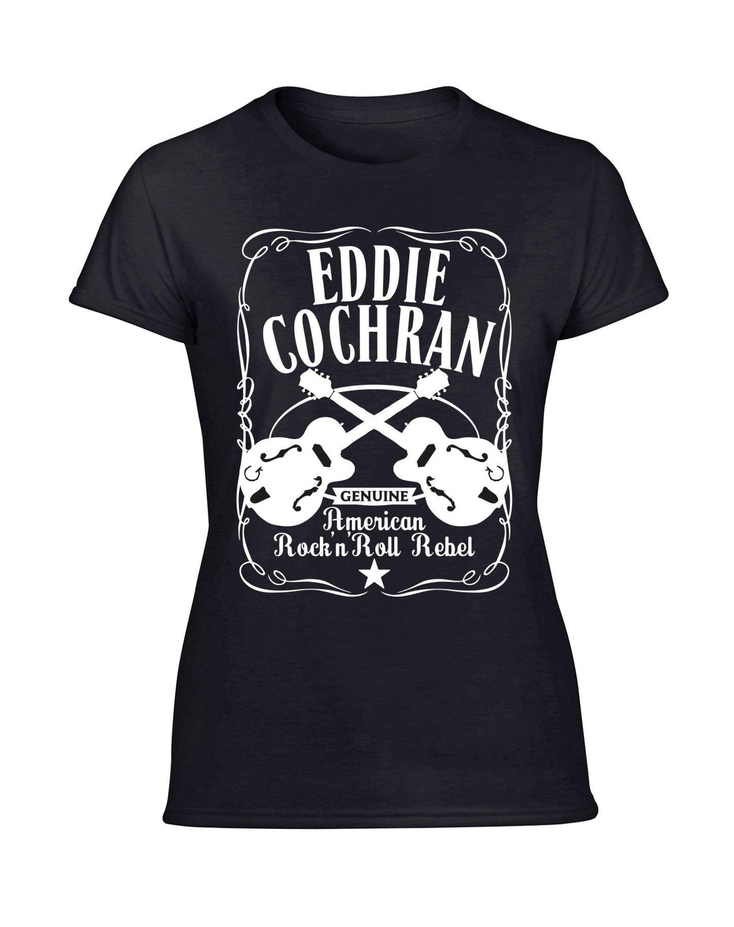 Eddie Cochran - cross Gretsch design - ladies fit t-shirt- various colours - Dirty Stop Outs