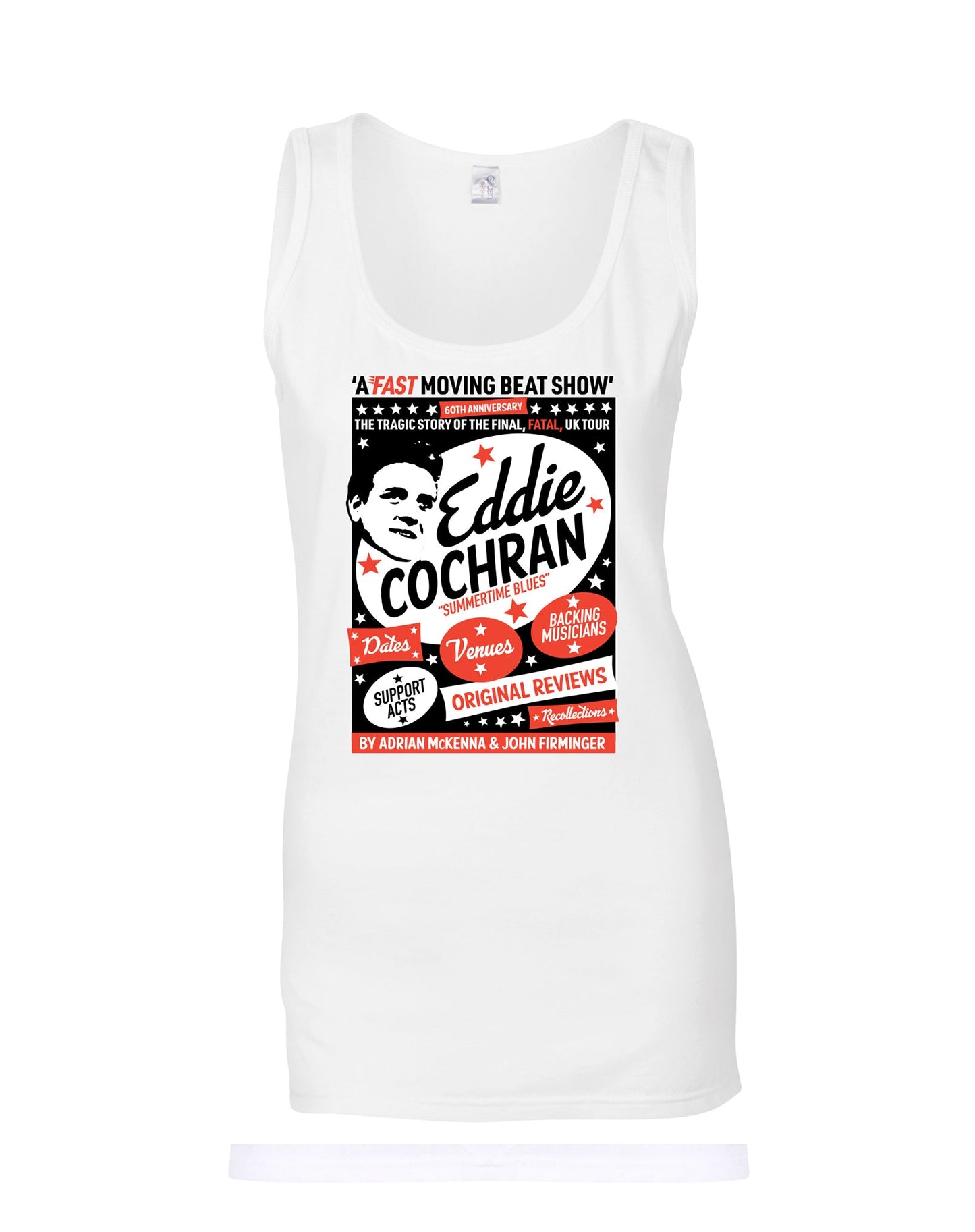 Eddie Cochran: Fast Moving Beat Show ladies fit vest - various colours - Dirty Stop Outs