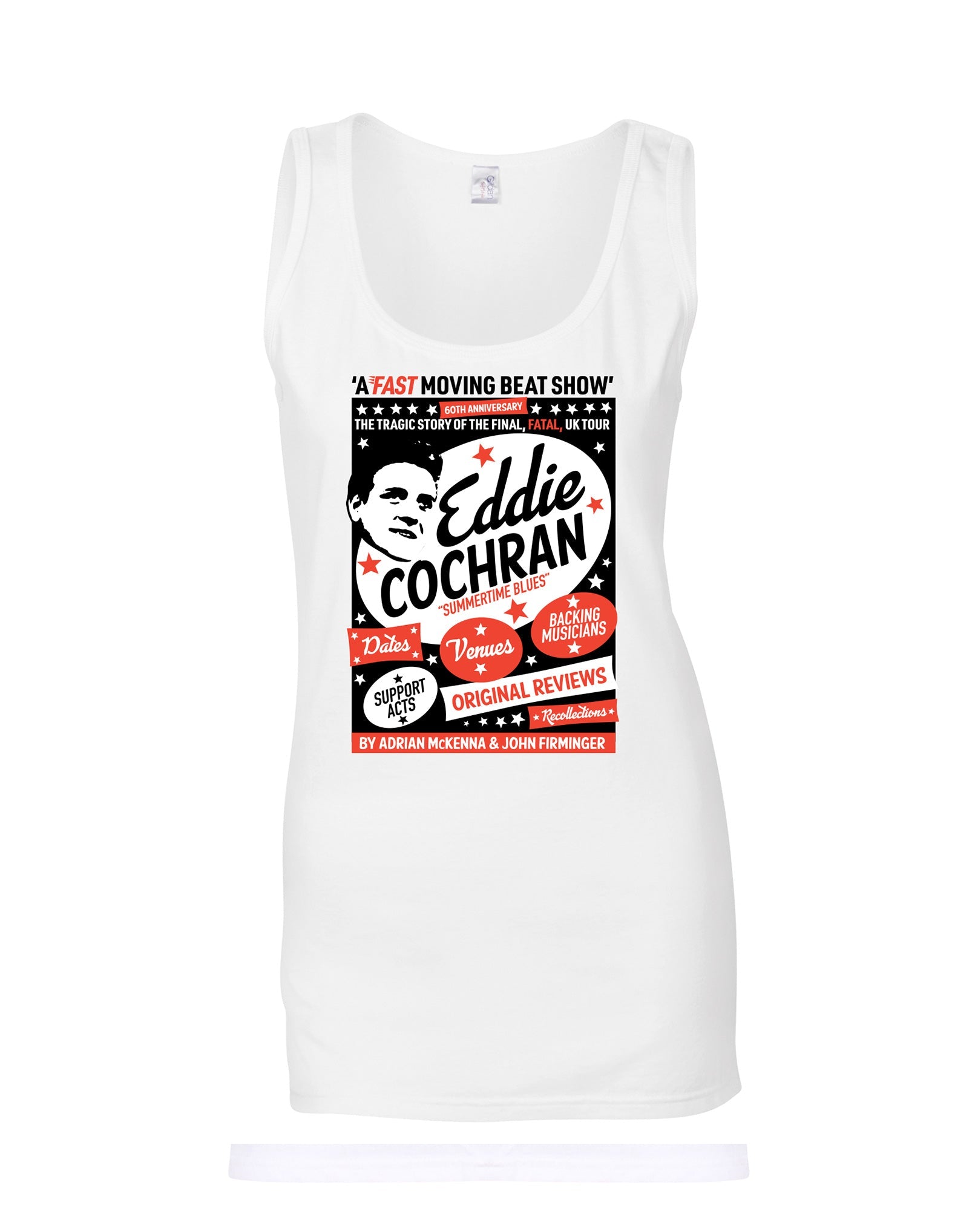 Eddie Cochran: Fast Moving Beat Show ladies fit vest - various colours - Dirty Stop Outs