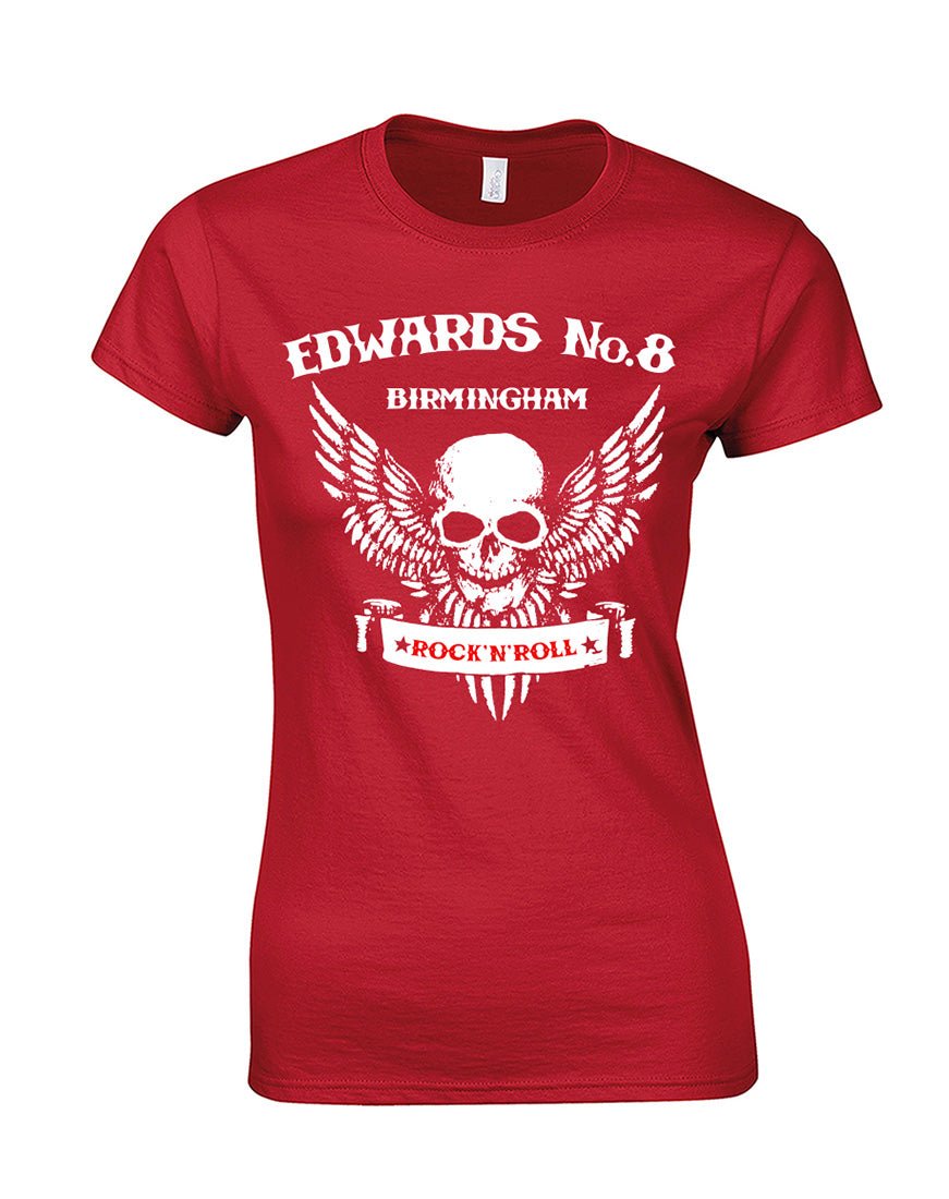 Edwards No. 8 skull/wings ladies fit T-shirt - various colours - Dirty Stop Outs