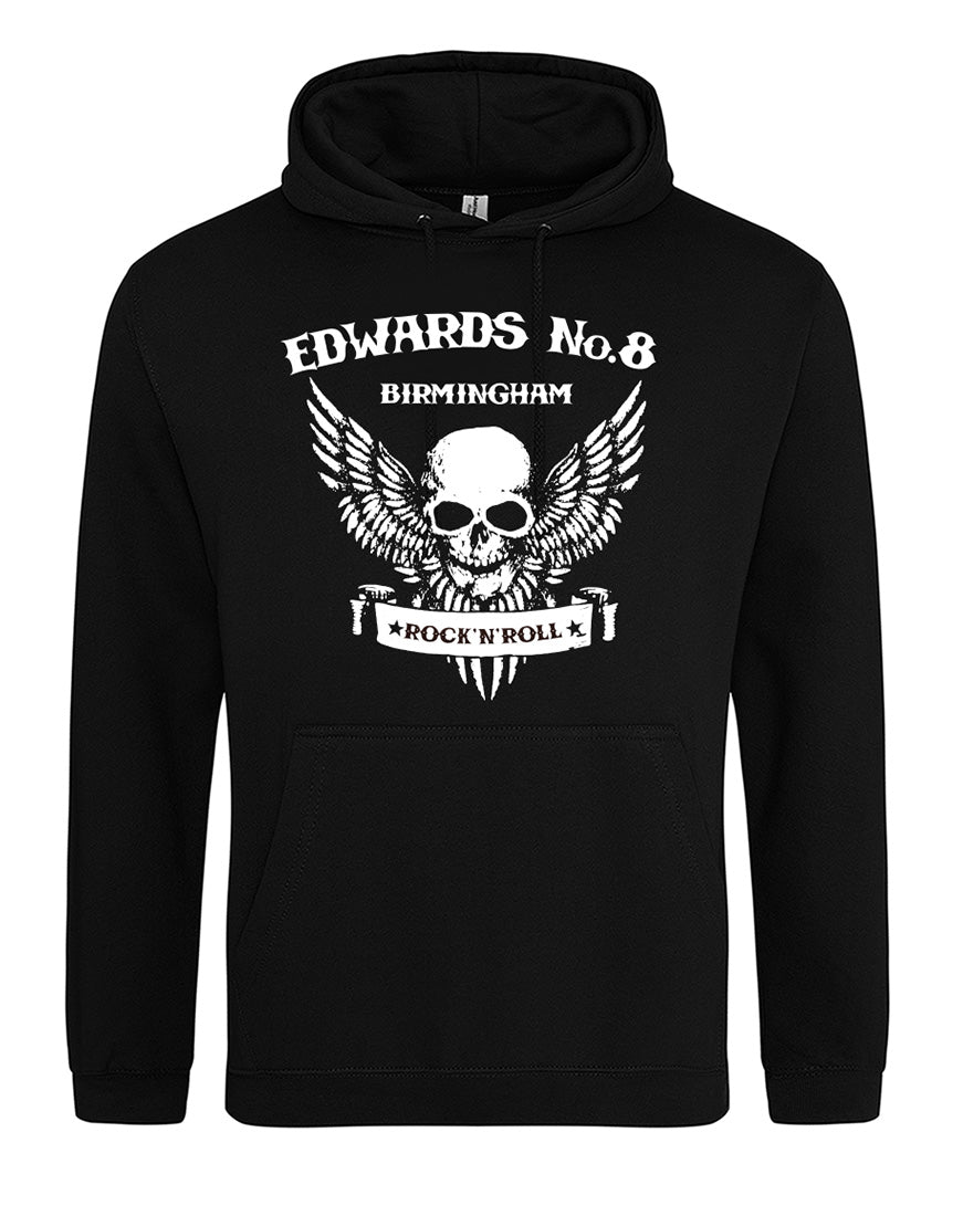 Edwards No. 8 skull/wings unisex hoodie - various colours - Dirty Stop Outs