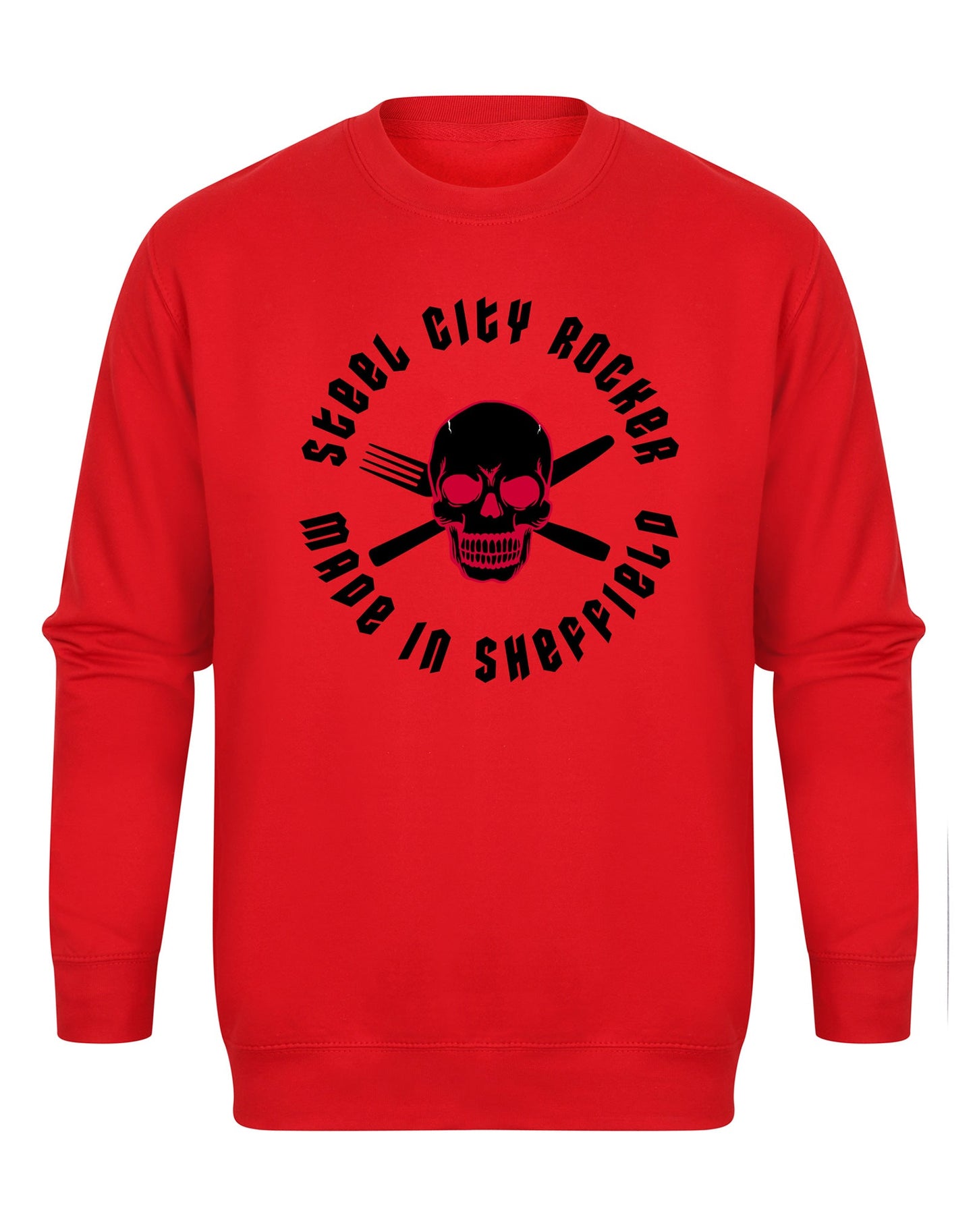 Steel City Rocker - skull and cross-cutlery design - unisex fit sweatshirt - various colours - Dirty Stop Outs