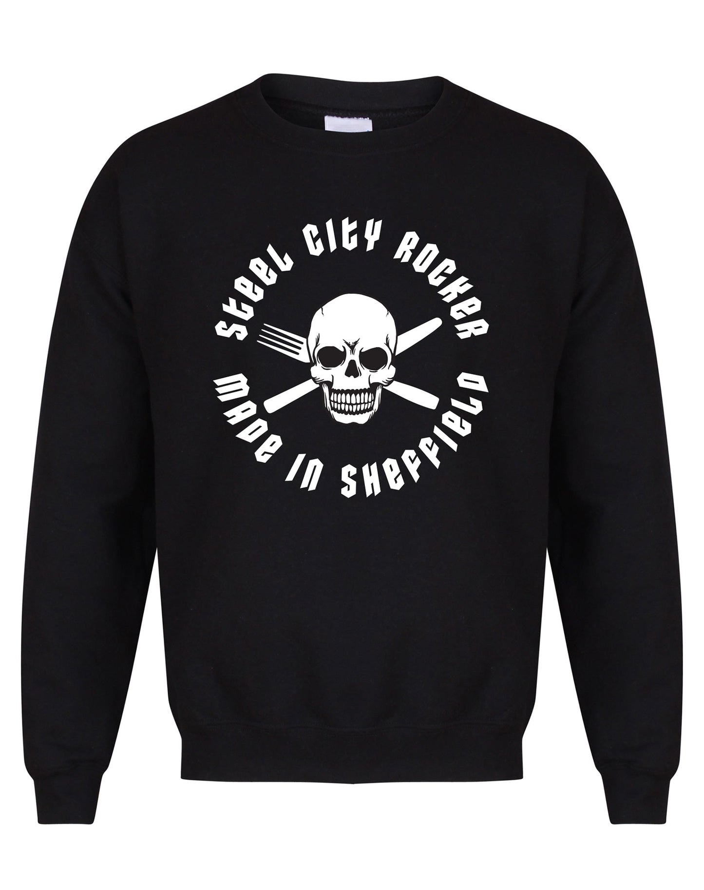 Steel City Rocker - skull and cross-cutlery design - unisex fit sweatshirt - various colours - Dirty Stop Outs