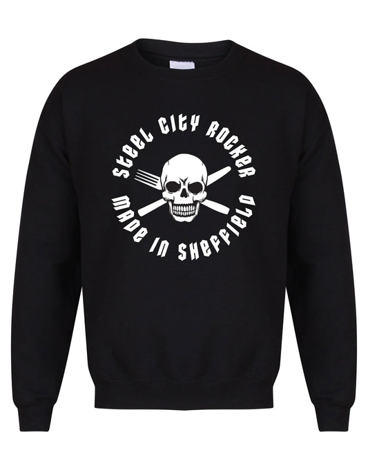 Steel City Rocker - skull and cross-cutlery design - unisex fit sweatshirt - various colours - Dirty Stop Outs