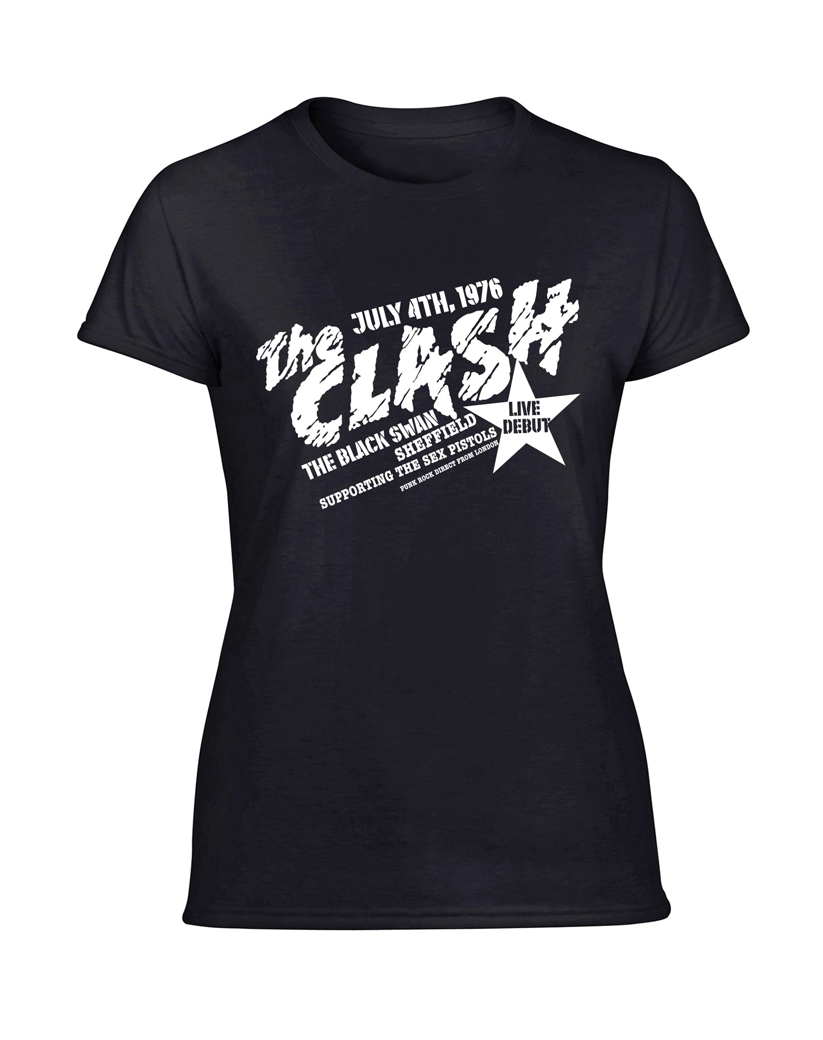 The Clash at the Black Swan ladies fit t-shirt- various colours – Dirty  Stop Outs