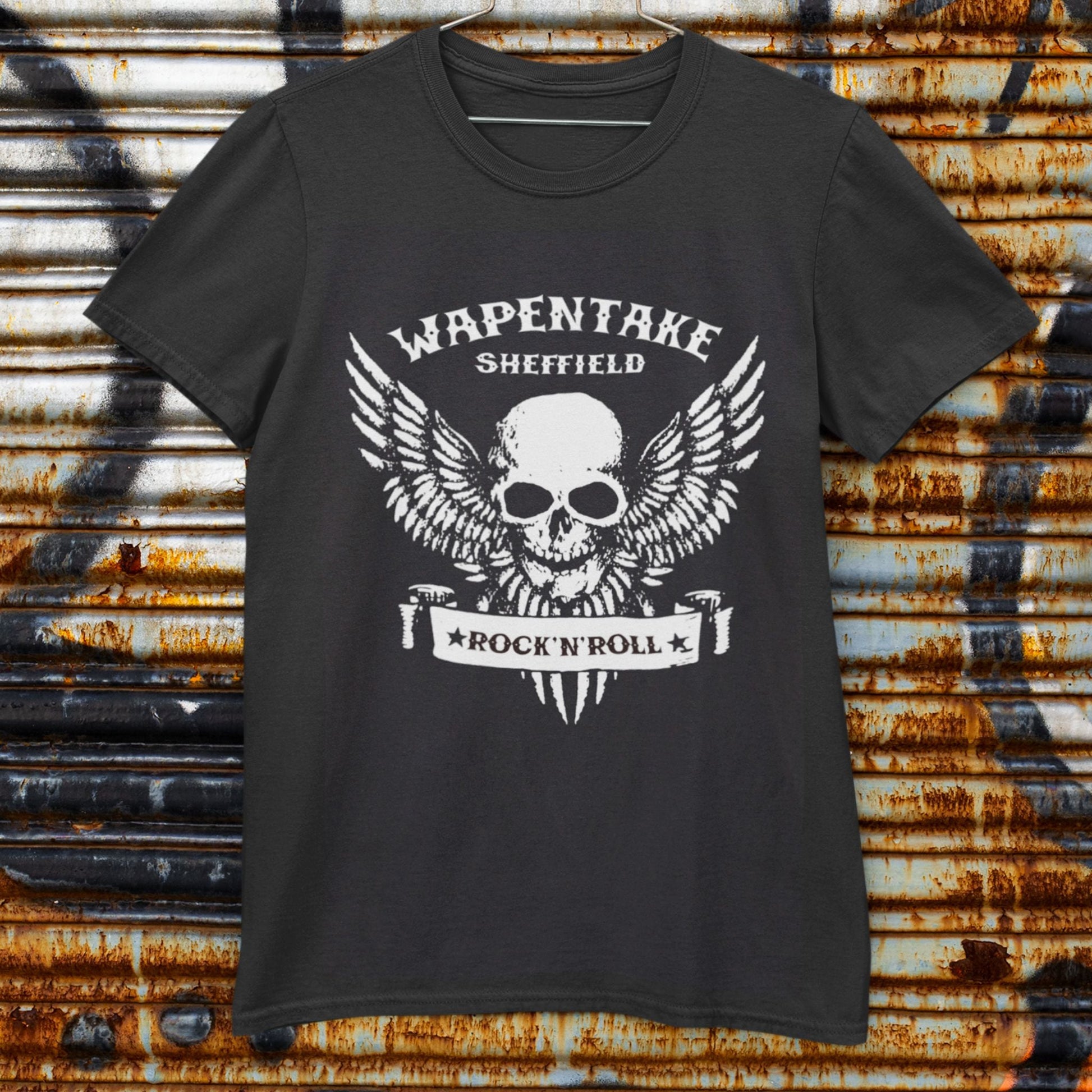 Sheffield t shirt - Wapentake skull/wings unisex fit T-shirt - re - discover your inner rock star - Dirty Stop Outs