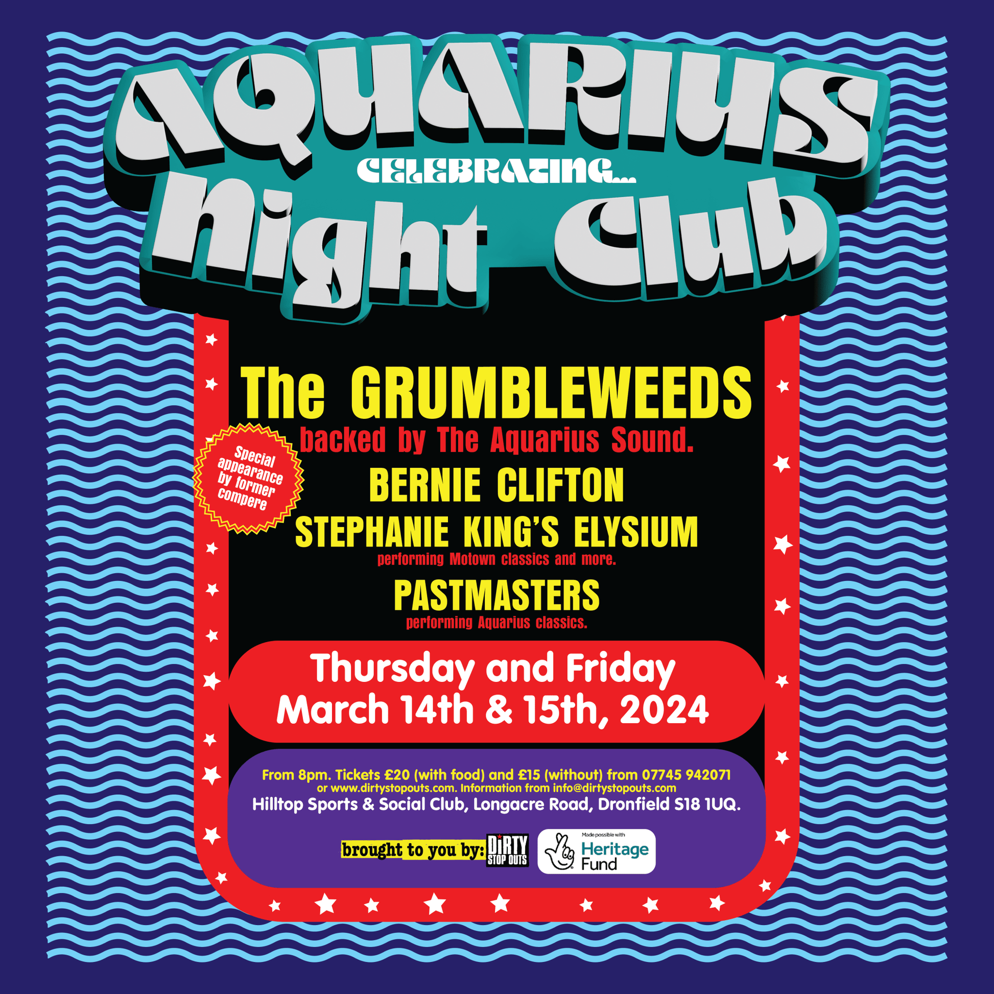Celebrating the Aquarius - with the Grumbleweeds - Thursday, March 14th, 2024 - Dirty Stop Outs