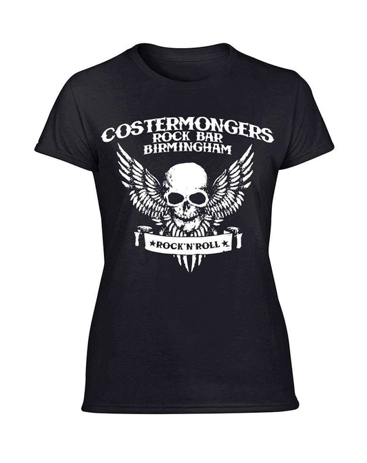 Costermongers rock bar skull/wings ladies fit T-shirt - various colours - Dirty Stop Outs