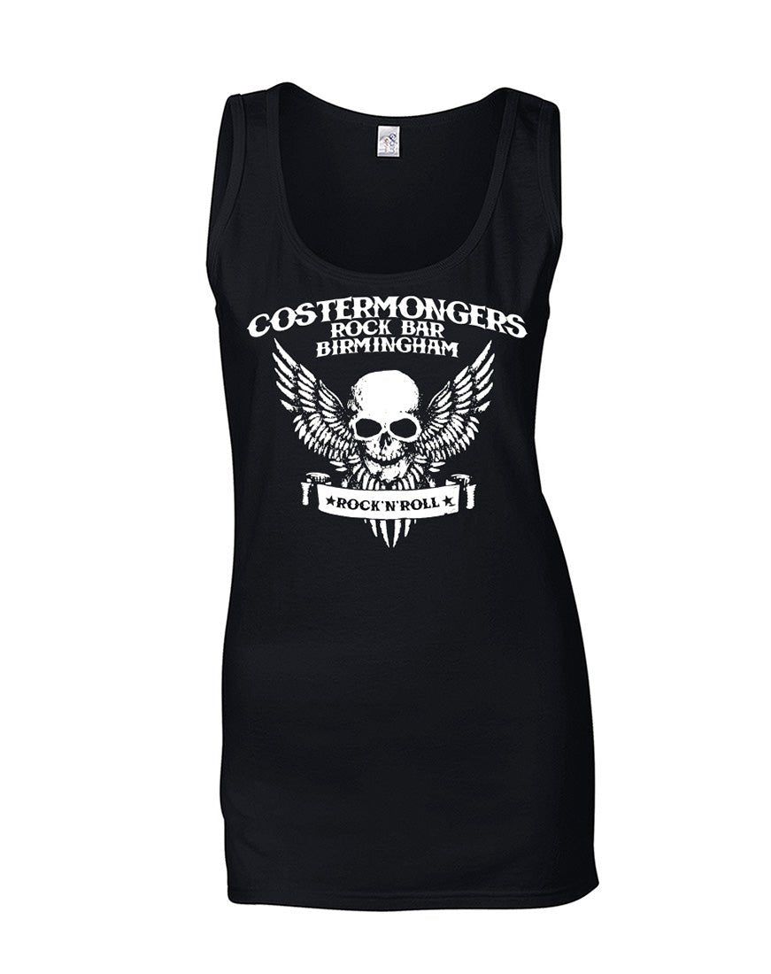 Costermongers rock bar skull/wings ladies fit vest - various colours - Dirty Stop Outs