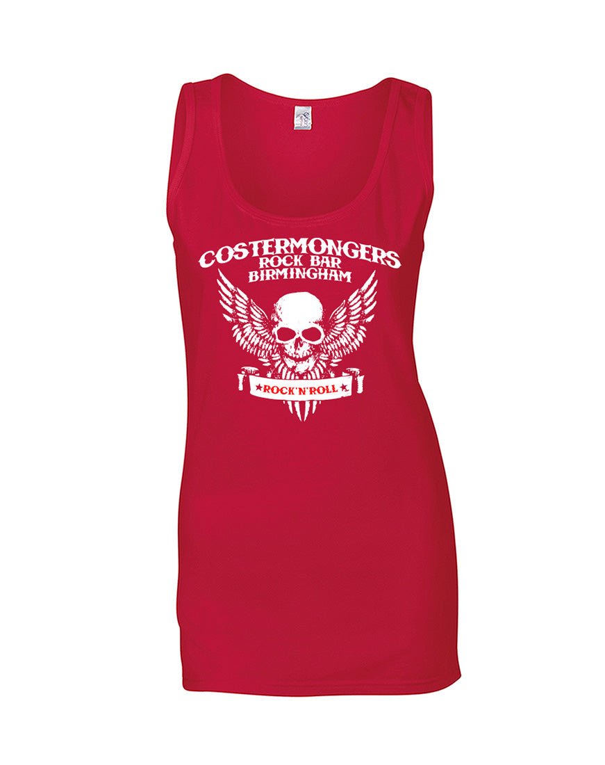 Costermongers rock bar skull/wings ladies fit vest - various colours - Dirty Stop Outs