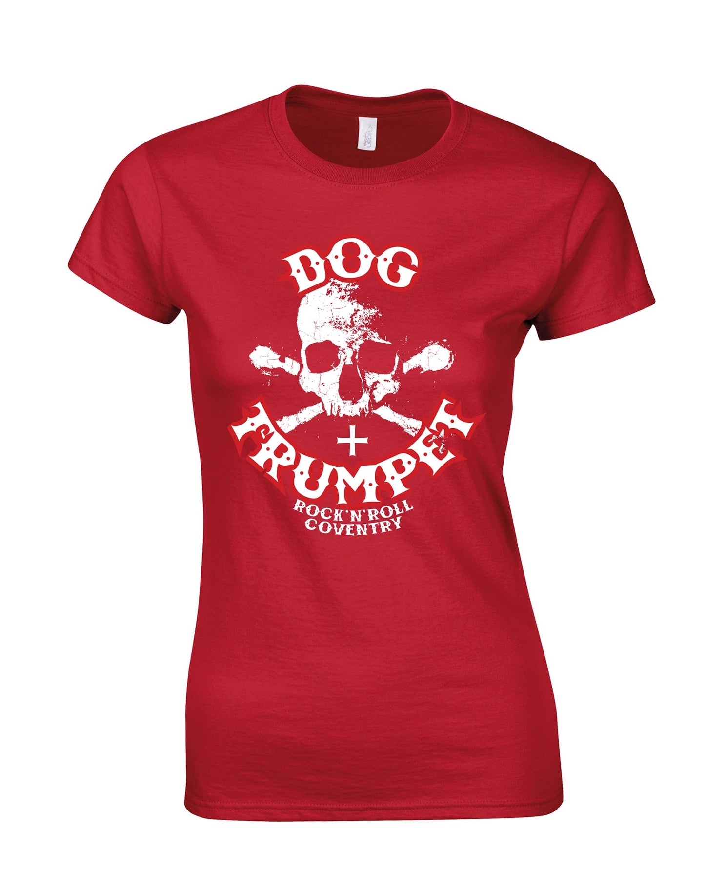 Dog & Trumpet (with skull) ladies fit t-shirt- various colours - Dirty Stop Outs