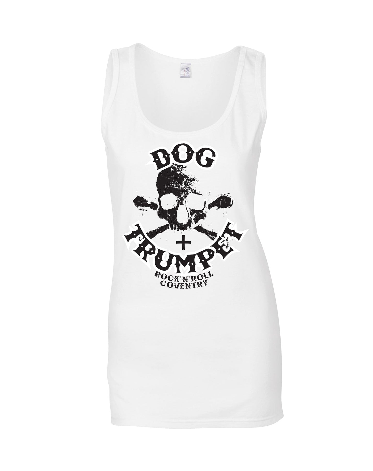 Dog & Trumpet (with skull) ladies fit vest - various colours - Dirty Stop Outs