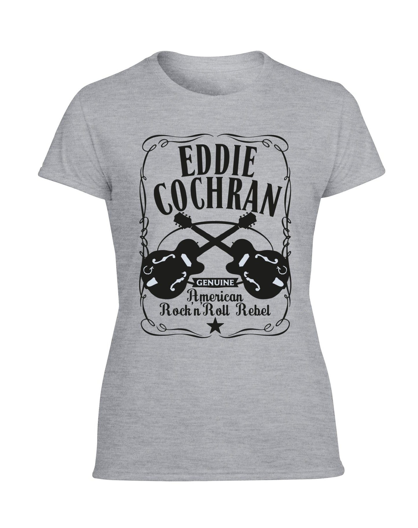 Eddie Cochran - cross Gretsch design - ladies fit t-shirt- various colours - Dirty Stop Outs