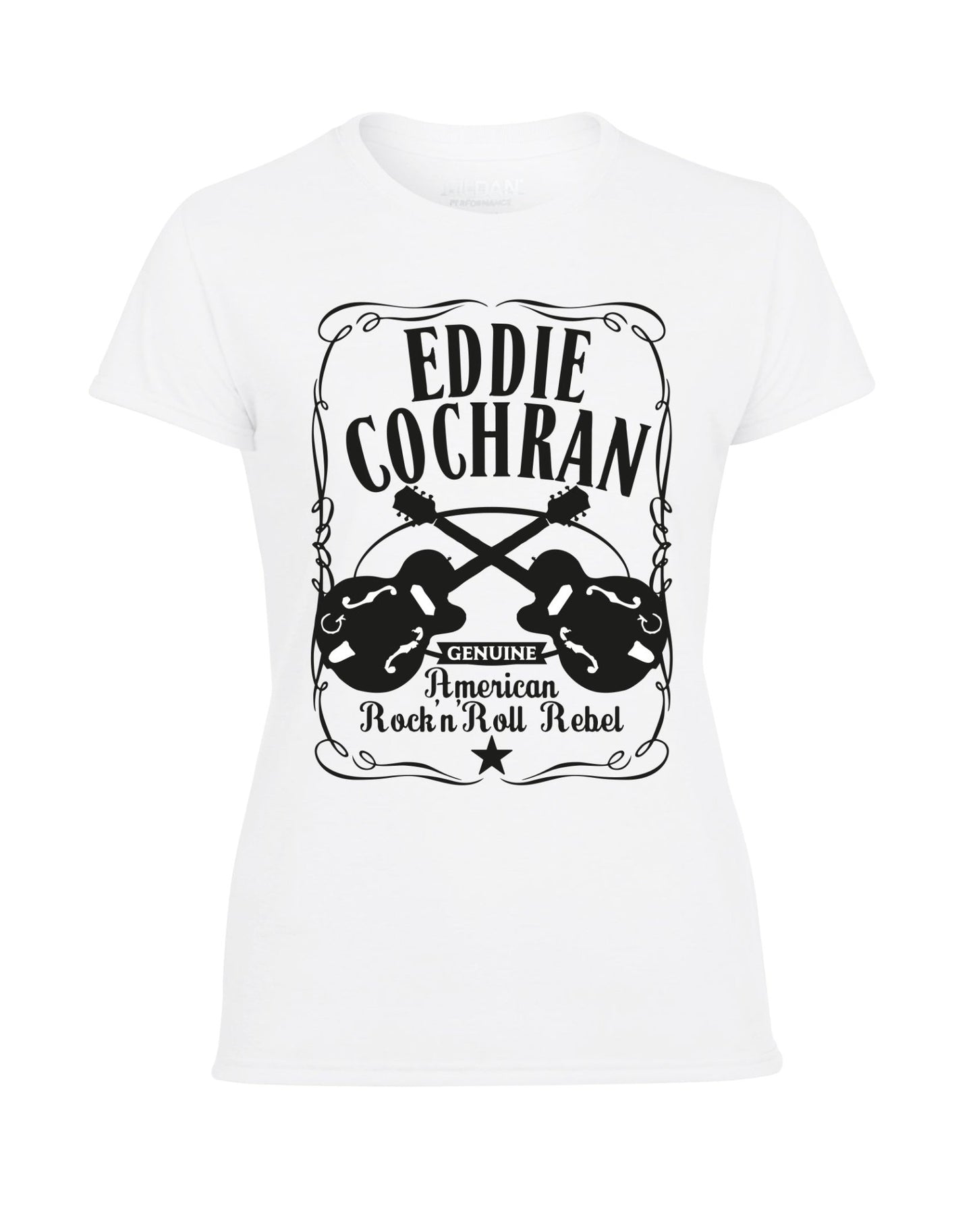 Eddie Cochran - cross Gretsch design - ladies fit t-shirt- various colours - Dirty Stop Outs