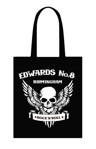 Edwards No. 8 rock bar skull/wings canvas tote bag - Dirty Stop Outs