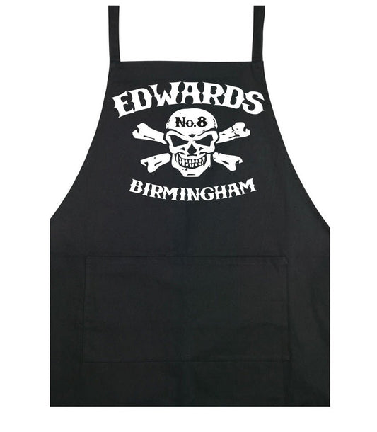 Edwards No. 8 skull/crossbones cooking apron - Dirty Stop Outs