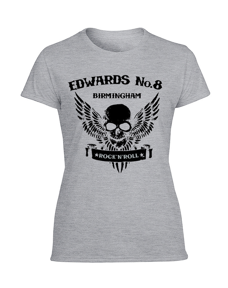 Edwards No. 8 skull/wings ladies fit T-shirt - various colours - Dirty Stop Outs