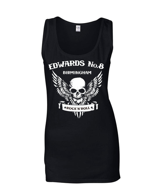 Edwards No. 8 skull/wings ladies fit vest - various colours - Dirty Stop Outs