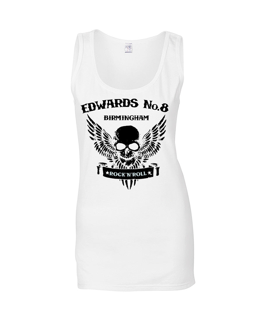 Edwards No. 8 skull/wings ladies fit vest - various colours - Dirty Stop Outs