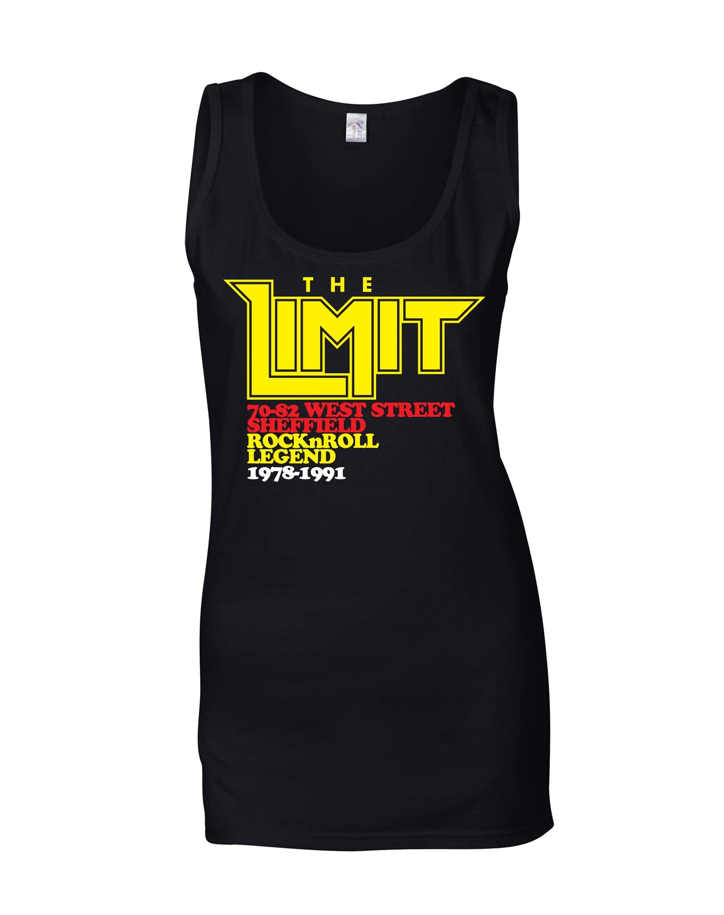 Limit anniversary (yellow logo) ladies fit vest - black - Dirty Stop Outs