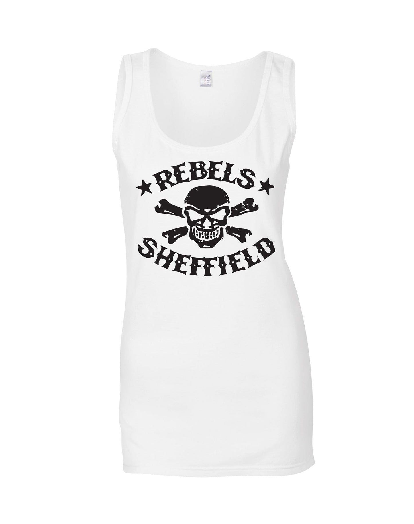 Rebels skull crossbones ladies fit vest - various colours - Dirty Stop Outs