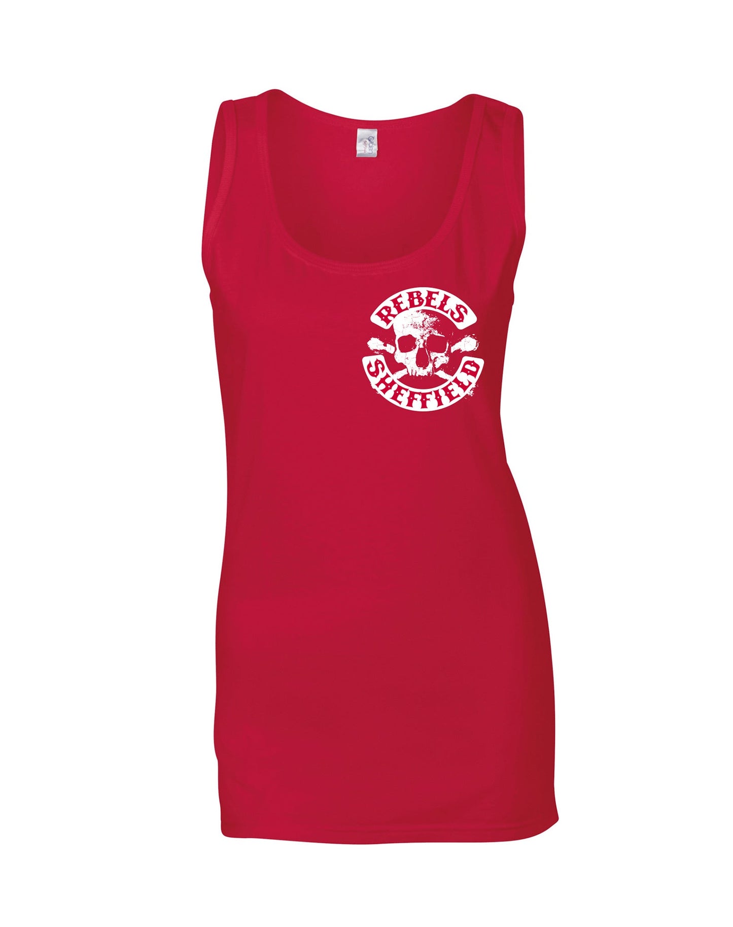 Rebels small skull crossbones ladies fit vest - various colours - Dirty Stop Outs