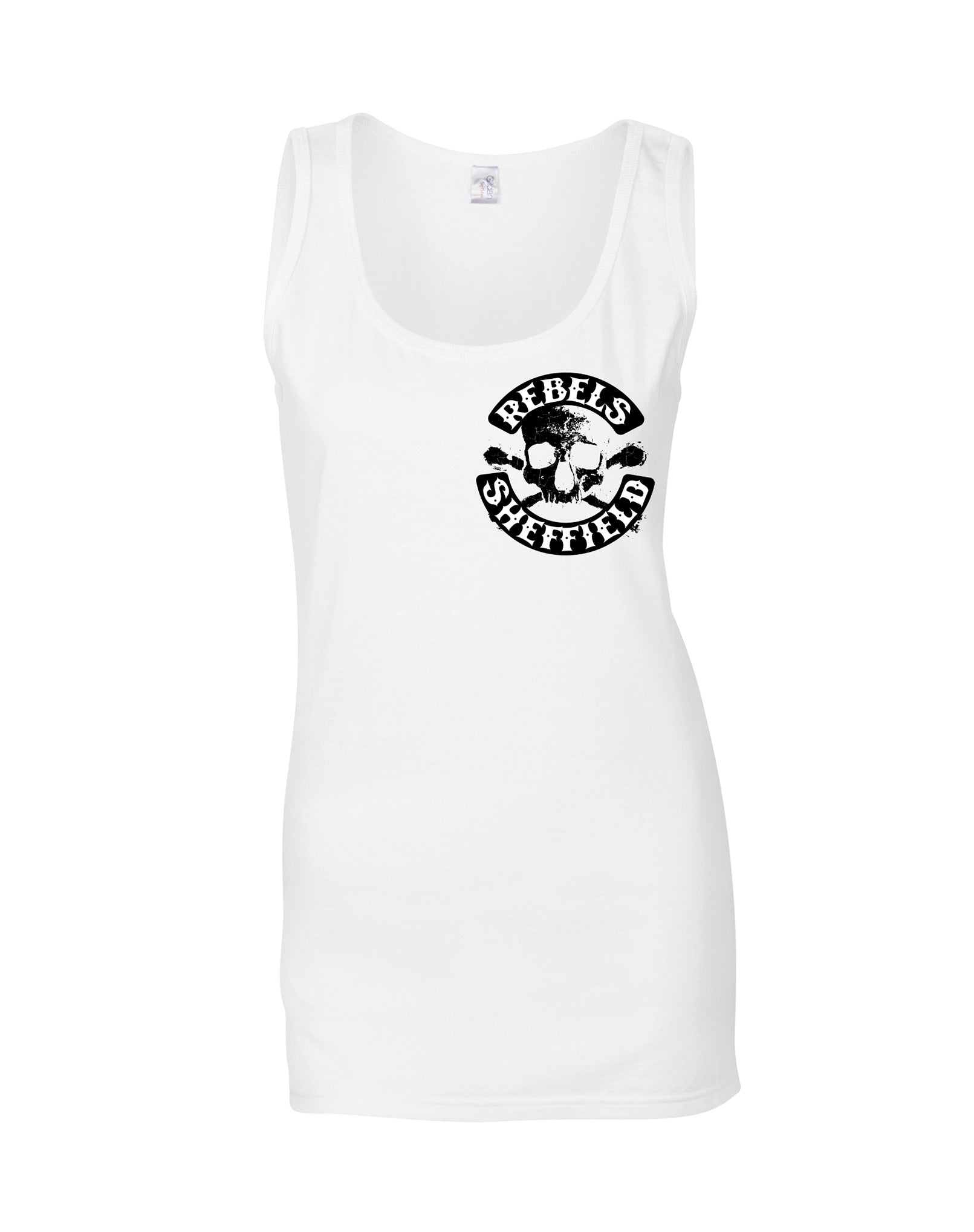 Rebels small skull crossbones ladies fit vest - various colours - Dirty Stop Outs