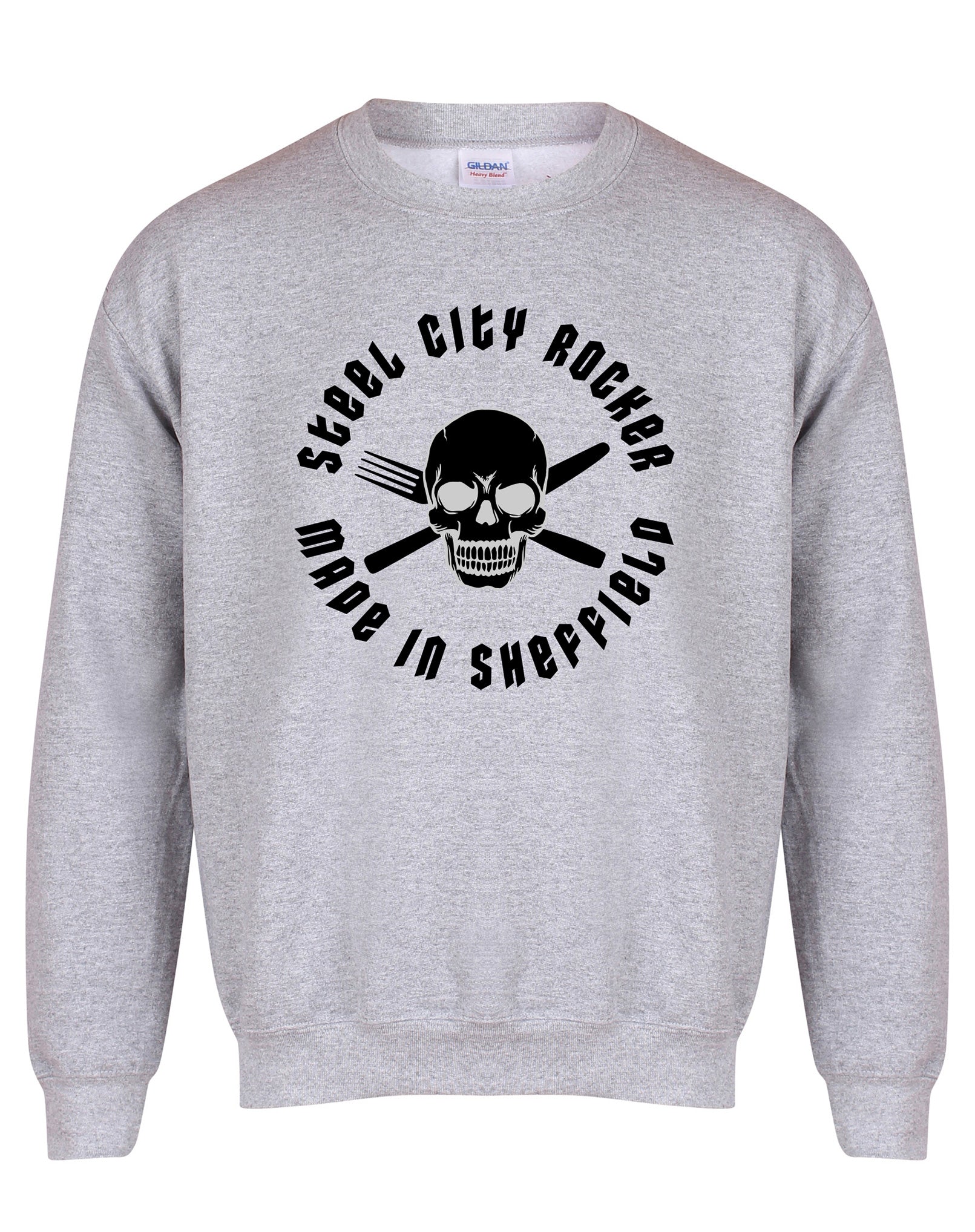 Steel City Rocker - skull and cross-cutlery design - unisex fit sweatshirt - various colours - Dirty Stop Outs