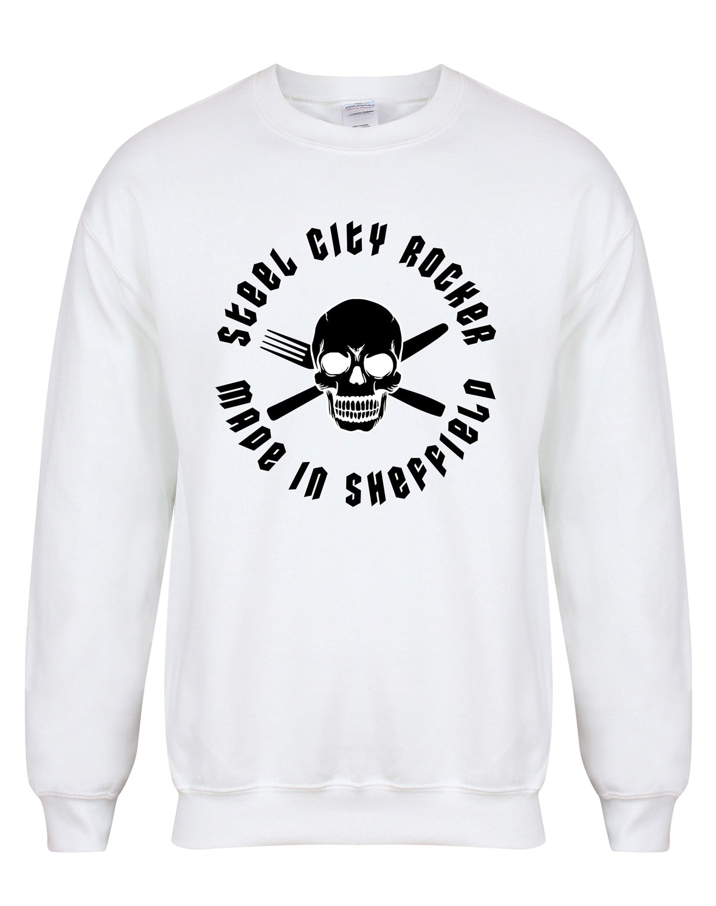 Steel City Rocker - skull and cross-cutlery design - unisex fit sweatshirt - various colours - Dirty Stop Outs