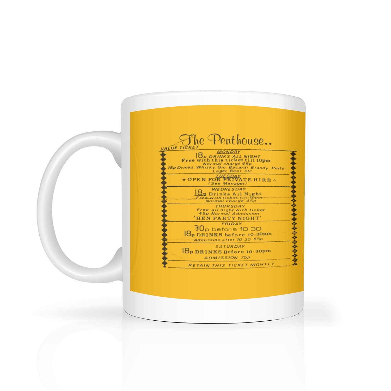 The Penthouse (flyer) mug - Dirty Stop Outs