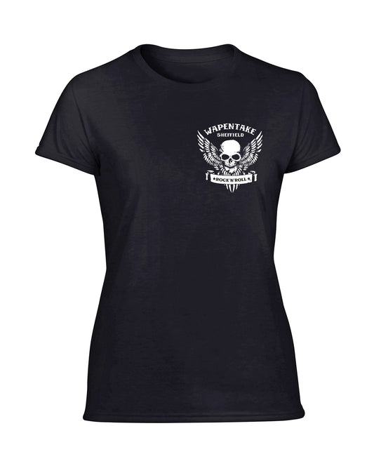 Wapentake small skull/wings ladies fit T-shirt - various colours - Dirty Stop Outs